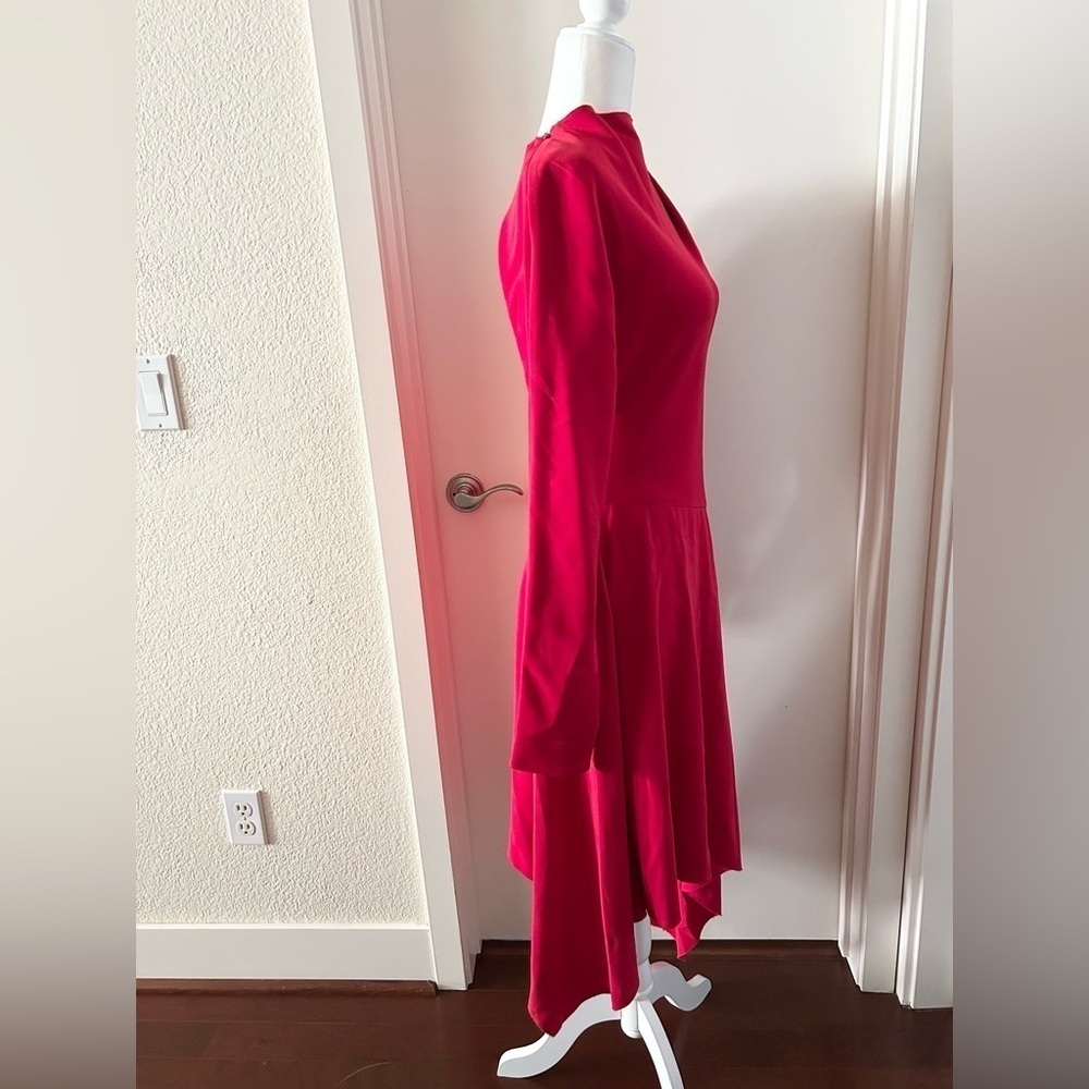Marn Asymmetrical ALine Dress Red Midi made in Italy retail over $1500 size M - Picture 4 of 12